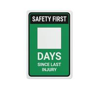 asbwuo Safety First Day Since Last Injury Green Retro Metal Tin Signs 12X8 Inch For Shop Yard Man Cave Garage Outdoor Funny Wall Decor Decorative Poster Plate