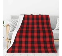 asbwuo Scottish Clan Cunningham Red and Black Tartan Family Flannel Throw Blanket Set - Warm Lightweight for Couples, Kids, Grandparents - Home, Travel, Dorm Decor 80"X60"