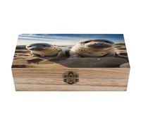 asbwuo Seal on The Beach Wooden Keepsake Box with Hinged Lid Retro Storage Box Locked Wood Keepsake Case Smooth Memory Treasure Case for Crafts And Photo Storage