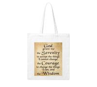 asbwuo Serenity Prayer On Beach Durable Canvas Tote Bag - Reusable Shopping Bag, Eco-Friendly & Washable For Travel, Camping, Daily Use