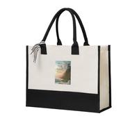 asbwuo Serenity Prayer On Beach Durable Cotton Blend Canvas Tote Bag, Spacious Reusable Gift Bag for Travel, Beach & Shopping