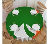 asbwuo Shamrock Icon On Ireland Flag Decorative Waterproof Tablecloth 60 Inch Round Table with Wrinkle Free Waterproof Fabric Tablecloth