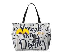 asbwuo She Is Clothed In Strength And Dignity Proverbs 31 25 Large Beach Tote Bag For Women With Zipper & Wet Pocket, Lightweight Foldable Gym Tote For Travel, Grocery, Swim, Sports