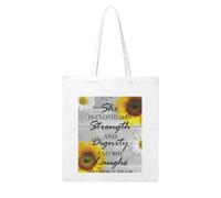 asbwuo She Is Clothed In Strength And Dignity Proverbs Durable Canvas Tote Bag - Reusable Shopping Bag, Eco-Friendly & Washable For Travel, Camping, Daily Use