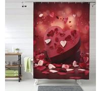 asbwuo Shower Curtain Set with 12 Hooks Waterproof Fabric Washable Curtain Modern Farmhouse Bath Curtains Happy Valentine's Day Shower Curtains for Bathroom Bathtub Decoration 60x72 Inches