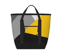 asbwuo Simple Modern Gray Yellow And Black Geo Insulated Tote Bag - Premium Insulation, Leakproof & Durable, Ideal For Grocery Shopping, Picnics, Food Delivery & Travel