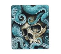 asbwuo Skull Octopus Art Mouse Pad Square Anti Slip Rubber Base Mouse Pad 7 X 8.6 in