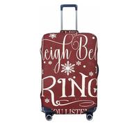 asbwuo Sleigh Bells Ring Wood Sign Luggage Cover, Premium Washable Suitcase Protector with Secure Zipper & Buckle Closure, Fits 18-32 Inch Travel Luggagemedium