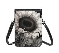 asbwuo Small Crossbody For Women Leather Lightweight Purses Sunflower Black Grey Shoulder Handbag Purse