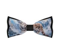 asbwuo Snowy Leopard Men's Classic Business Bow Ties Adjustable Pre-tied Bowties Gift for Daily Birthday Wedding