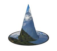 asbwuo Snowy Mountains Print Halloween Witches Hat Witch Costume Women Cosplay Party Wizard Hat Accessory For Women