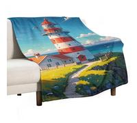 asbwuo Soft Throw Blanket for Couch, Lightweight Flannel Blanket for Sofa, Lighthouse Diamond Paint Couch Throw Bed, Warm Cozy Decorative Blankets Fall Winter Decor 30"x40"