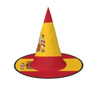 asbwuo Spanish Flag Print Foldable Halloween Witch Hat, Lightweight For Costume Party/Carnival/Halloween