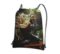 asbwuo Spiny lizards Printed floral pocket gym bag zippered drawstring backpack suitable for travel