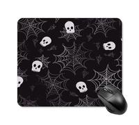 asbwuo Square Mouse Pad Waterproof A Skeleton in A Spider Web Printing Mousepad Non-Slip Mouse Pads for Desk Gaming, Office & Home Use