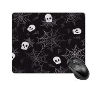 asbwuo Square Mouse Pad Waterproof A Skeleton in A Spider Web Printing Mousepad Non-Slip Mouse Pads for Desk Gaming, Office & Home Use