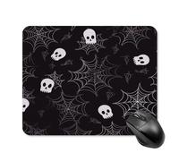 asbwuo Square Mouse Pad Waterproof A Skeleton in A Spider Web Printing Mousepad Non-Slip Mouse Pads for Desk Gaming, Office & Home Use