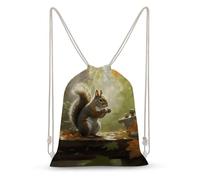 asbwuo Squirrel Eats Nuts Drawstring Backpack Sport Gym Bags Yoga Shopping Travel Casual Daypacks for Women Men