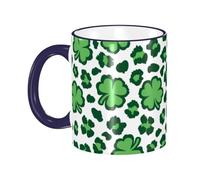 asbwuo St.Patrick's Shamrock Leopard Print Coffee Mug with Handle Tea Cup Mug Drinking Cups Ceramic Reusable Funny Novelty Coffee Mugs Travel Cup Drinkware Accessories for Home Office Cups Gifts 11oz