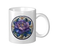 asbwuo Stained Glass of A Purple Rose Ceramic Cup, Elegant Coffee Mug Tee Drinkware Water Cup for Home Office 11oz