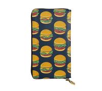 asbwuo Tasty Hamburger Hand Held Wallet with Zipper Leather Waterproof Unisex