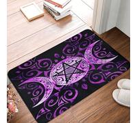 asbwuo The Triple Moon Goddess Wiccan Pentagram Symbol Door Mat -Dirt Trapping Outdoor Welcome Mats Non-Slip Outdoor Indoor Entrance Low Profile Front Doormat (24x16in)