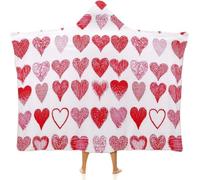 asbwuo Throw Blankets, Valentines Day Hooded Blanket for Adults, Hearts Collection Symbols of Love Hand Drawn, Soft Warm Cozy, 60 x 80inches, Children and Adults, Women Gift, VermiPink White