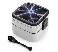 asbwuo Time and Space Rift Bento Box Double Layer Lunch Box for Adults with Spoon and Handle Bento Boxes Leakproof One-Piece Stackable Lunchbox for Work Picnics and Travel