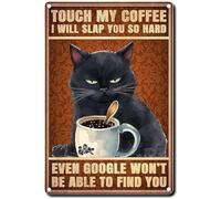 asbwuo Tin Sign Black Cat Decor Coffee Sign Kitchen Wall Decor I Hate Everyone Before Coffee I Feel Good After Coffee Vintage Coffee Decor Metal Vintage Tin Sign Decor Bar Wall Art Sign 8x12inch
