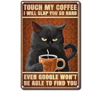 asbwuo Tin Sign Black Cat Decorative Coffee Sign Kitchen Wall Decoration Before Coffee I Hate Everyone After Coffee I Feel Good Vintage Metal Tin Sign Home Office Classroom Wall Art 8x12inch
