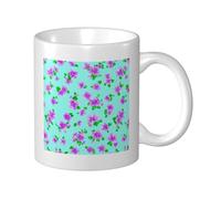 asbwuo Tiny Pink Flowers On Light Blue Ceramic Cup, Elegant Coffee Mug Tee Drinkware Water Cup for Home Office 11oz