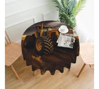 asbwuo Tractor in The Field Round Decorative Long Tablecloth, Wrinkle-Resistant, Stain-Resistant, Waterproof, 60-inch Round, Polyester Fabric, Suitable for Restaurants/Kitchens/Parties.