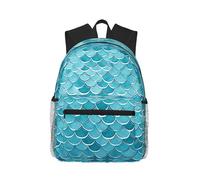 asbwuo Travel Backpack for Women Men Lightweight Laptop Bag Blue Waves Squama Mermaid Scale Backpack Casual Daypack