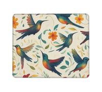 asbwuo Tropical Hummingbirds and Orange Flowers Mouse Pad Stitched Edge Non-Slip Waterproof Rubber 7.9 X 9.5 in