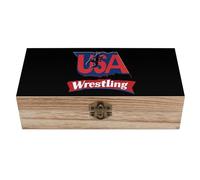 asbwuo U.S.A And Wresting Wooden Decorative Boxes with Hinged Lid Keepsake Treasure Chest Box Jewelry Craft Organizer