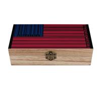 asbwuo U.S.A Barcode Flag Freedom for Sale Wooden Decorative Boxes with Hinged Lid Keepsake Treasure Chest Box Jewelry Craft Organizer