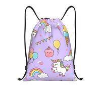 asbwuo Unicorn Rainbow Ice Cream Drawstring Backpack Lightweight Sports Gym Bag With Adjustable Shoulder Straps For Fitness Yoga Travel Soccer Volleyball Small