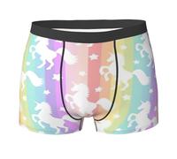 asbwuo Unicorns On Colorful Stripes Print Mens Boxer Briefs Active Stretch Breathable Comfortable Underwear,Daily,Exercise