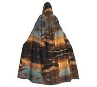 asbwuo Unisex Long Hooded Cape For Adults,Pirate Ship, Halloween Costume Cape Poncho For Men & Women, Adult Fancy Dress Costume For Halloween, Witch Vampire Cosplay & Parties