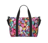asbwuo Valentine'S Day Candy Heart Foldable Travel Tote Bag For Women With Adjustable Strap Large Capacity Lightweight Waterproof Tote For Outdoor Sports