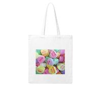 asbwuo Valentine'S Day Candy Hearts Premium Canvas Tote Bag - Double-Sided Iron-On Design, Lightweight & Sturdy For Shopping, Gym, Beach, Promotions