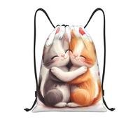 asbwuo Valentines Day Cats Drawstring Backpack, Lightweight And Suitable For Fitness, Sports,With Shoulder Straps