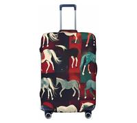 asbwuo Various Kinds of Horses Print Luggage Cover,Fashion Suitcase Protector Washable Scratch Resistant, Black, M