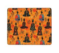 asbwuo Vibrant Tribal People Silhouette and Leaf Mouse Pad Rubber Non-Slip Waterproof Office Supplies 7.9 X 9.5 in