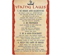 asbwuo Viking Laws Metal Tin Signs Viking Retro Typography Posters Art Home Club Bar Garage Wall Decor Viking Plaque Decoration 8x12 Inch