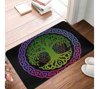 asbwuo Viking Norse Mythology Tree of Life Door Mat -Dirt Trapping Outdoor Welcome Mats Non-Slip Outdoor Indoor Entrance Low Profile Front Doormat (24x16in)