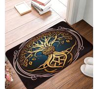 asbwuo Viking Norse Mythology Tree of Life Door Mat -Dirt Trapping Outdoor Welcome Mats Non-Slip Outdoor Indoor Entrance Low Profile Front Doormat (24x16in)