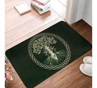 asbwuo Viking Norse Mythology Tree of Life Door Mat -Dirt Trapping Outdoor Welcome Mats Non-Slip Outdoor Indoor Entrance Low Profile Front Doormat (24x16in)