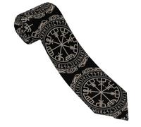 asbwuo Viking Norse Mythology Warrior Compass Men's Necktie Tie for Men Wedding Holiday Party