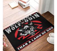 asbwuo Viking Odin Wolf Nordic Norse Door Mat -Dirt Trapping Outdoor Welcome Mats Non-Slip Outdoor Indoor Entrance Low Profile Front Doormat (24x16in)